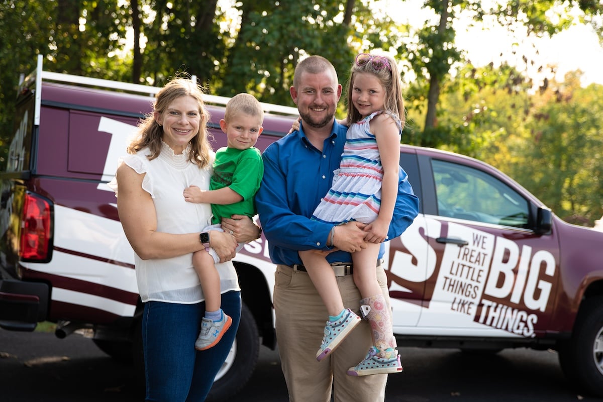 Sarah Thomas-Clark and Bill Clark, the Co-Founders of Thomas Pest Services, and their children.